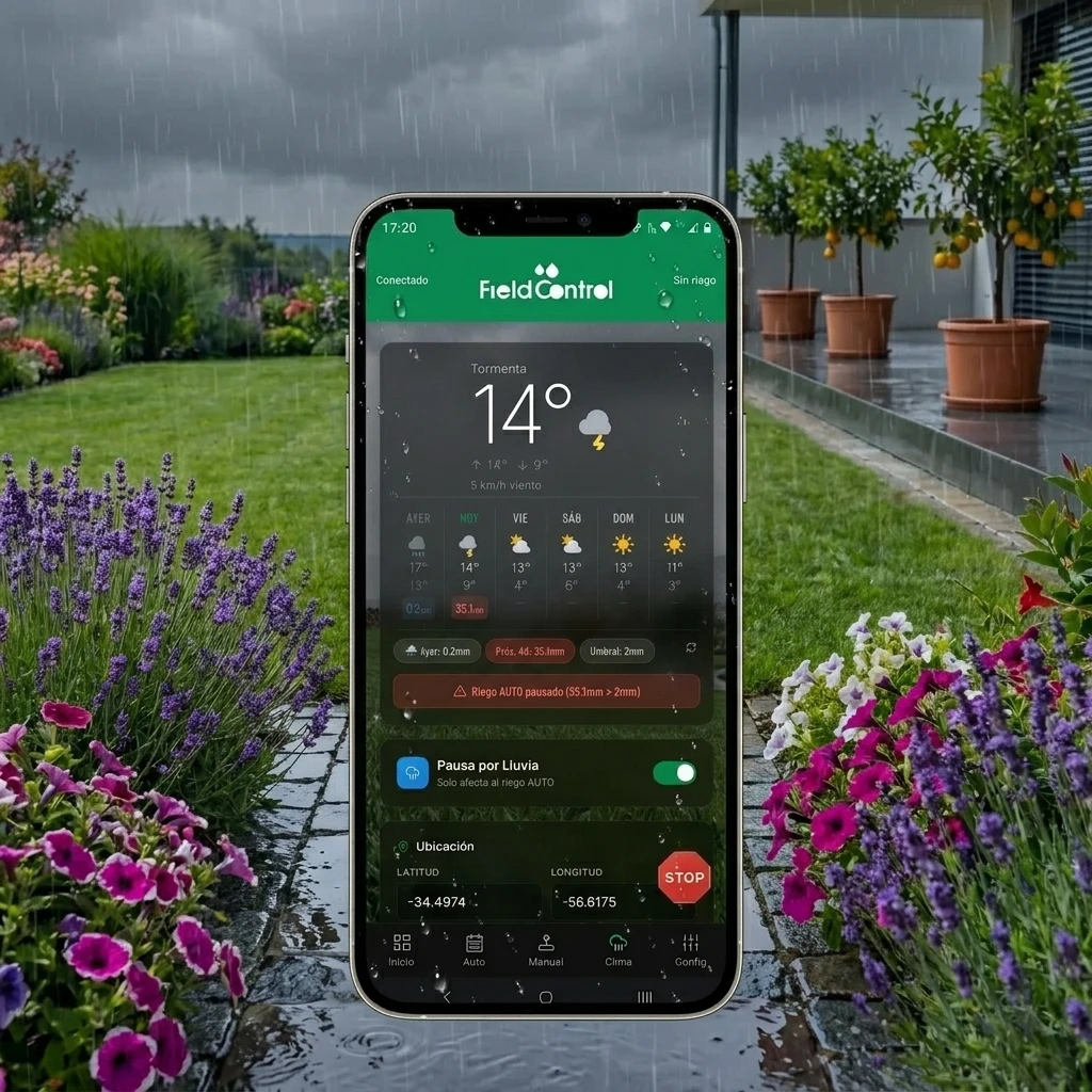 Controlador de riego por clima y pronóstico meteorológico