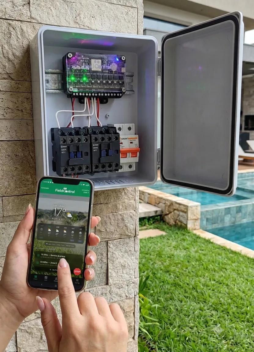 Instalación del programador de riego y piscina FieldControl en gabinete DIN